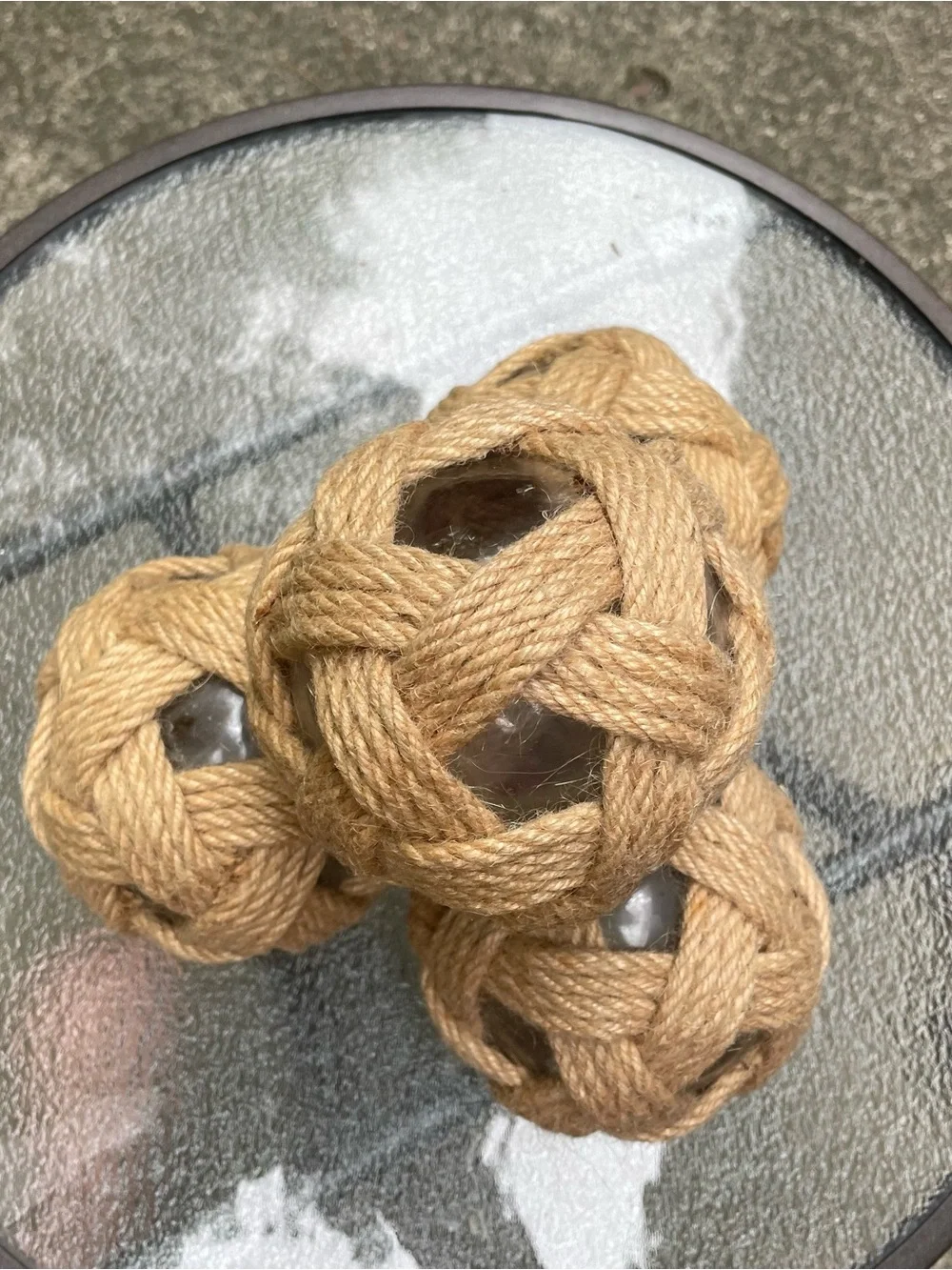 Pier 1 tan woven glass sphere decor set New